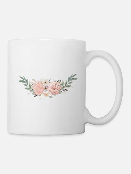 Les fleurs pastel modernes peuvent être personnalisées - Mug blanc - blanc