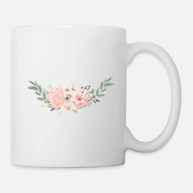 Les fleurs pastel modernes peuvent être personnalisées - Mug blanc - blanc