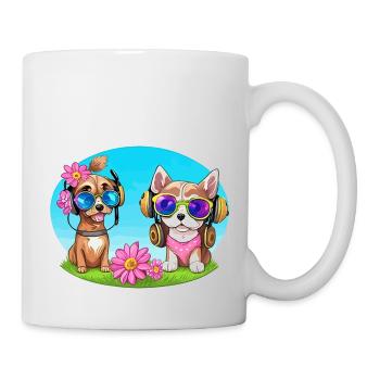 Two dog with sunglasses - Mug - white - Right