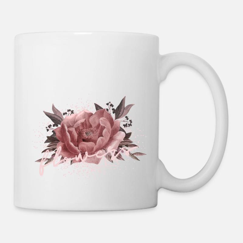 Flowers Pfingstrose Rosa - Tasse - Weiß