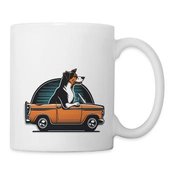 Dog driving a car - Mug - white - Right