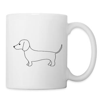 Niedlicher Dackel feine Linienkunst auf Weiß - Tasse - Weiß - Rechts