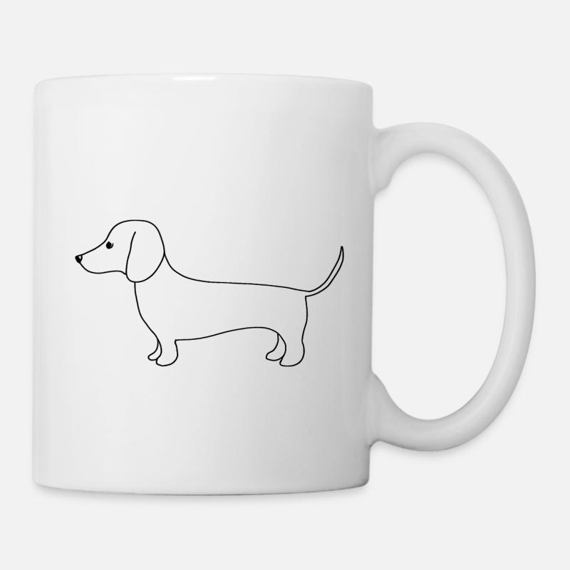 Mignon teckel au trait fin sur blanc - Mug blanc - blanc