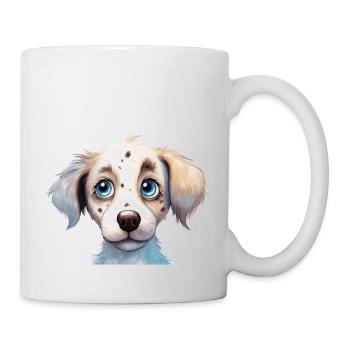 Hund Wasserfarben Zeichnung - Tasse - Weiß - Rechts