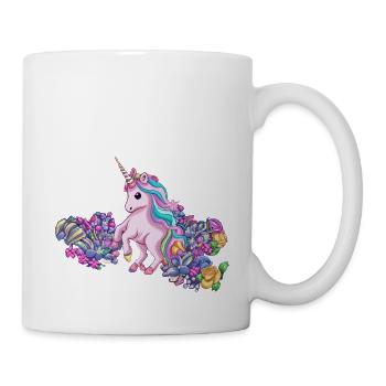 Belle licorne dans le champ de fleurs - Mug blanc - blanc - Droite