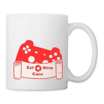 Eat Sleep Game and Repeat - Rot/Beige - Tasse - Weiß - Rechts