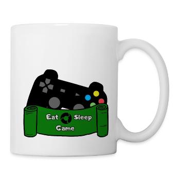 Eat, Sleep, Game and Repeat - Schwarz/Grün - Tasse - Weiß - Rechts