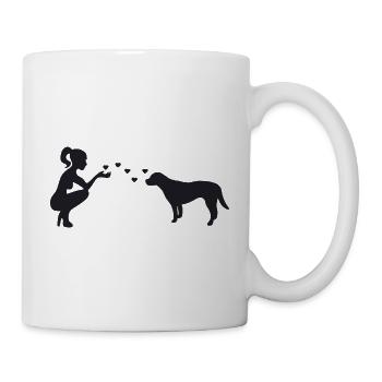 Labrador mit Frau - Tasse - Weiß - Rechts