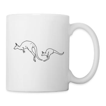 Känguru Mutter und Kind schwarzweiss - Tasse - Weiß - Rechts