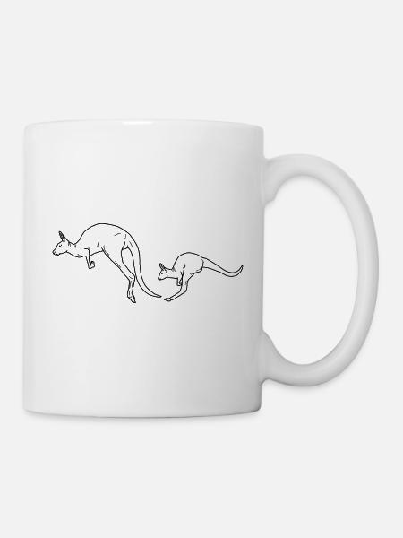 Känguru Mutter und Kind schwarzweiss - Tasse - Weiß