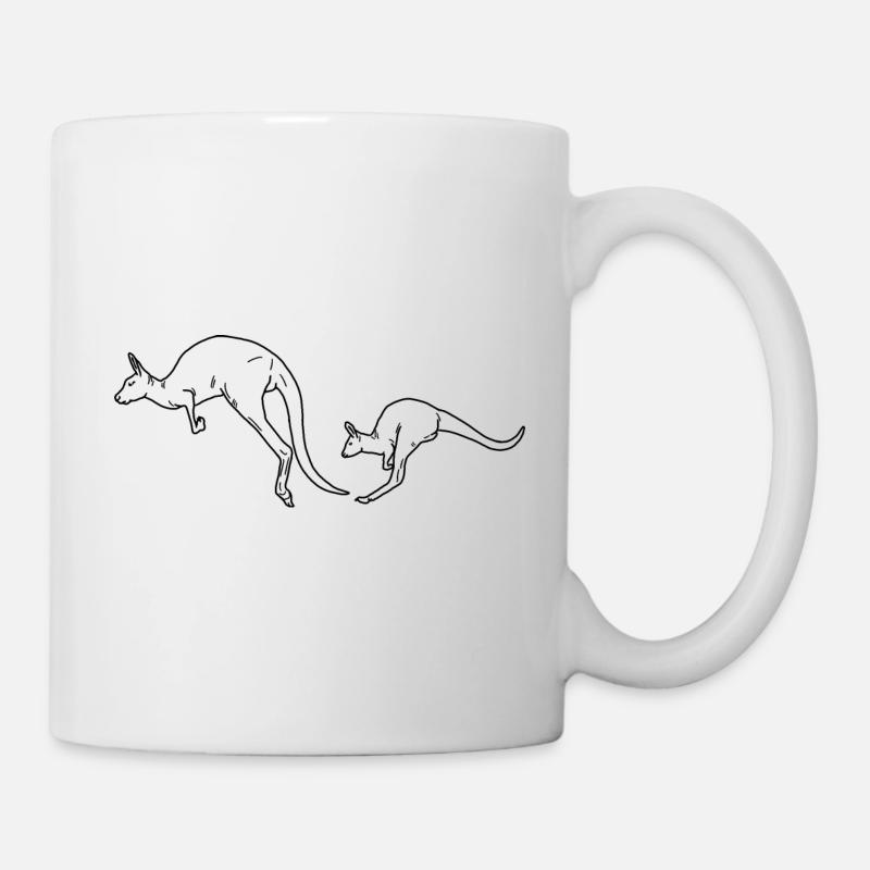 Känguru Mutter und Kind schwarzweiss - Tasse - Weiß