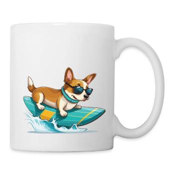 Drôle mignon Corgi Planche de surf Surf Été - Mug blanc - blanc - Droite