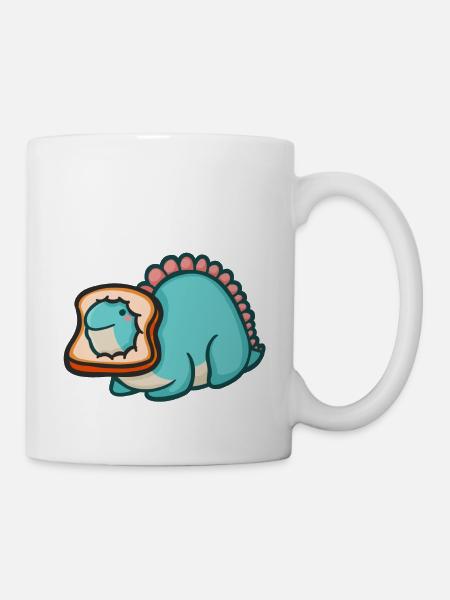 hugadino bread dino, cute dinosaur - Mug - white