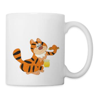 Cat with a glass of beer - Mug - white - Right