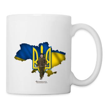 Ukraine Umriss Dreizack Selenskyj - Tasse - Weiß - Rechts