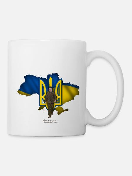 Ukraine Umriss Dreizack Selenskyj - Tasse - Weiß