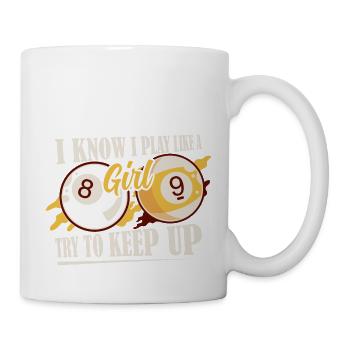 Je sais que je joue comme une fille Joueur de billard Billard - Mug blanc - blanc - Droite