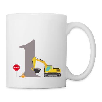 Bagger zum 1. Jubiläum - Tasse - Weiß - Rechts