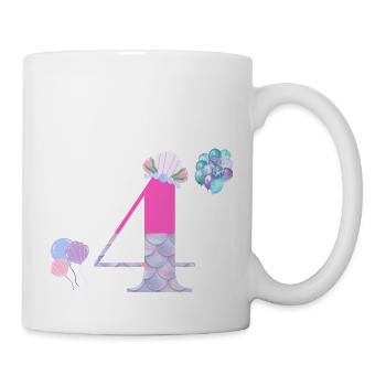 4e anniversaire sirène - Mug blanc - blanc - Droite