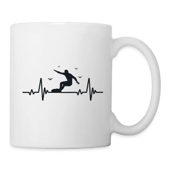 Surf, Hommes, Rythme cardiaque, ECG, Sports, Surf - Mug blanc - blanc - Droite