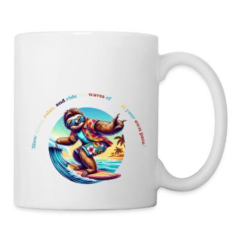 Slow Down Sloth Surf - Faultier Surf T-Shirt - Mug blanc - blanc - Droite