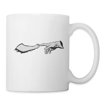 Gott, ein Hund und Michelangelo - Tasse - Weiß - Rechts
