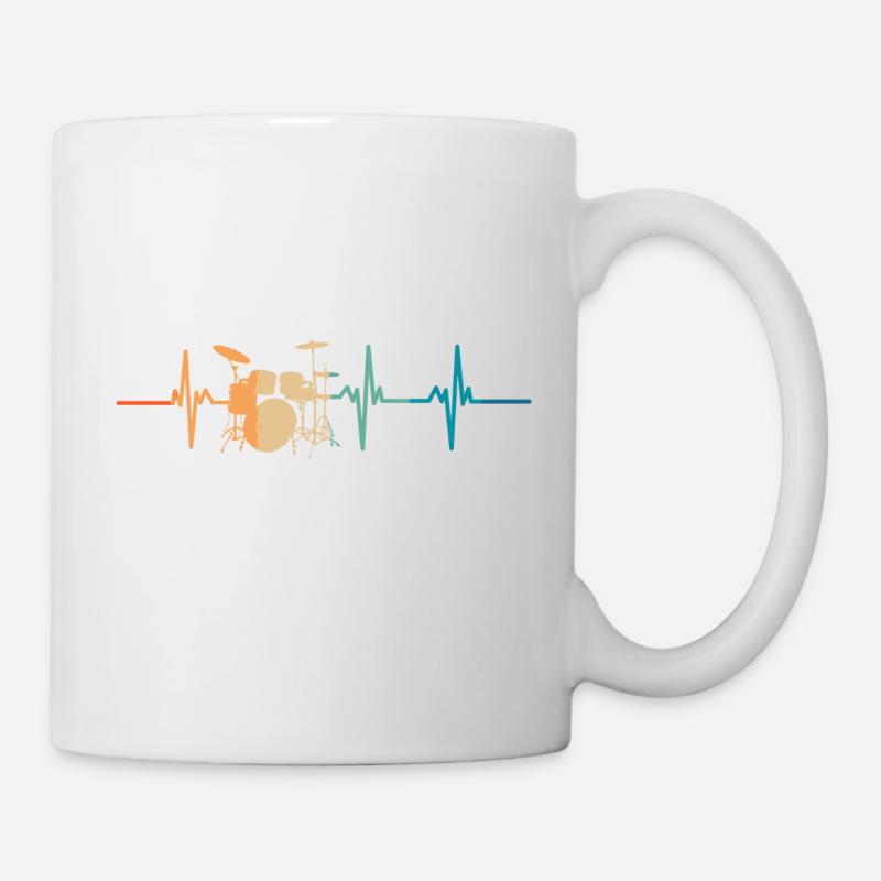 Battement de cœur batteur de musique - Mug blanc - blanc