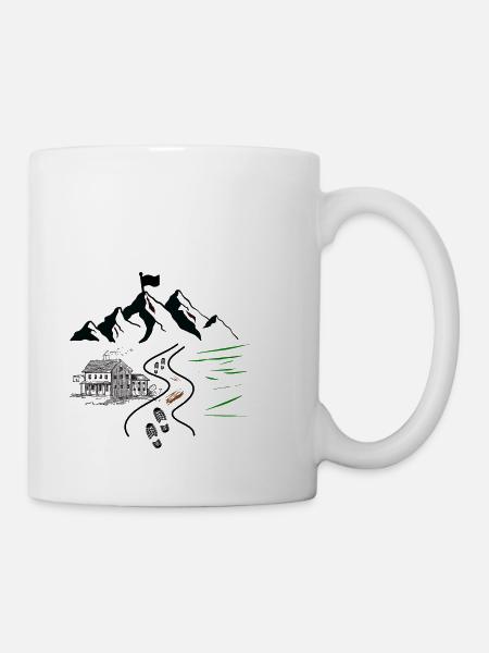 Wandern - Bergdesign mit Wanderweg - Tasse - Weiß