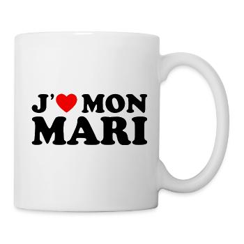J'aime Mon Mari Cadeau Femme Mariée Coeur Rouge - Mug blanc - blanc - Droite