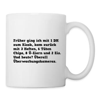 Kiosk: Früher vs Heute, Witz - Tasse - Weiß - Rechts