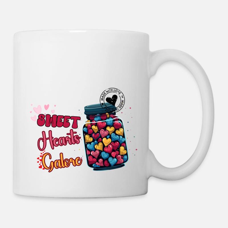 Pot de bonbons de coeurs - amoureux à gogo graphique - Mug blanc - blanc