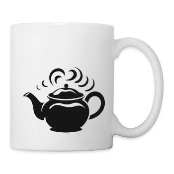 Dampfende Teekanne - Tasse - Weiß - Rechts