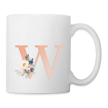 W monogramme, Floral, Boho - Mug blanc - blanc - Droite