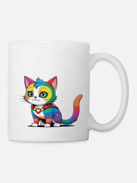 Superhelden LGBT Regenbogen Katze - Tasse - Weiß