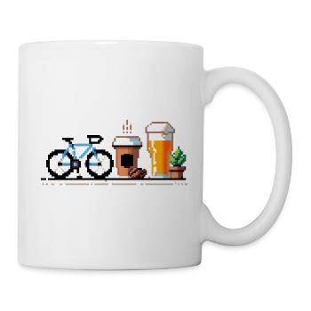 Radfahren, Bier & Kaffee - Perfekte Geschenkidee - Tasse - Weiß - Rechts