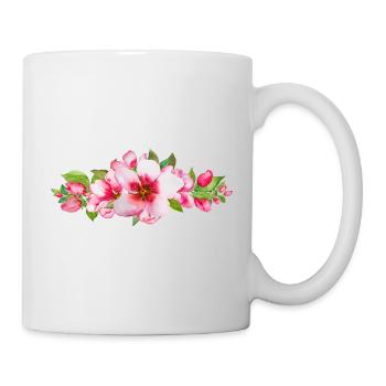 Watercolor pink blossom flowers set close up. - Tasse - Weiß - Rechts