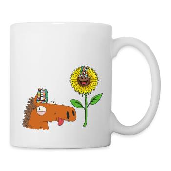Hippie Pferd Pferde Gaul Sonnenblume Reiterin - Tasse - Weiß - Rechts
