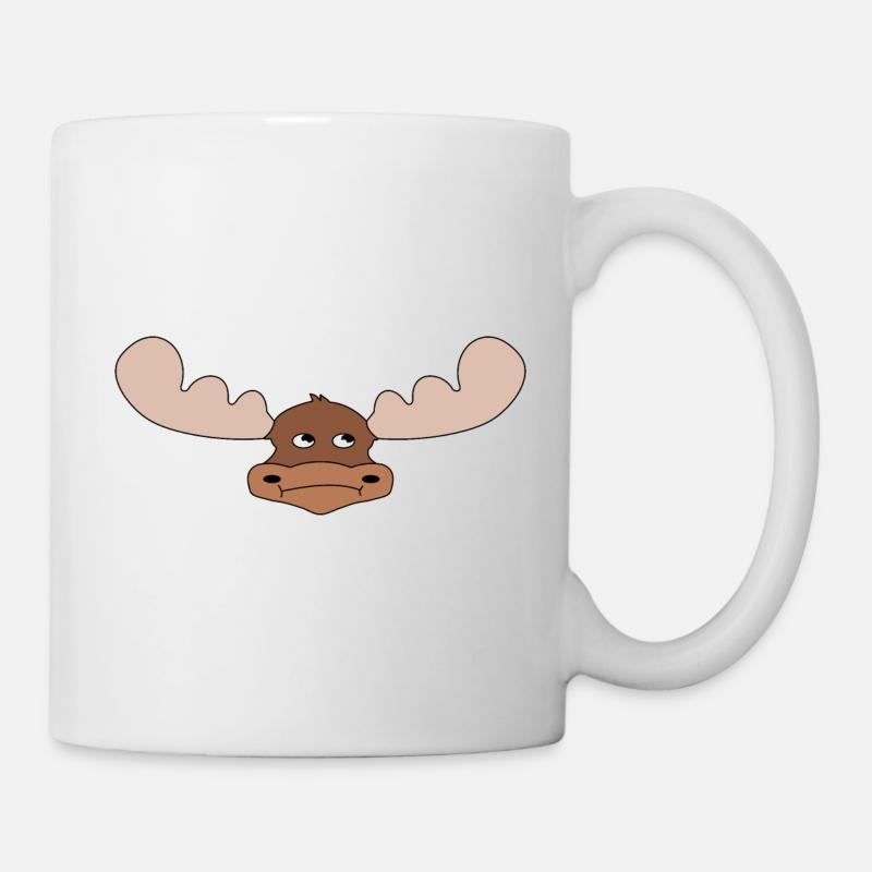 Elch Kopf Comic Aufkleber Geweih Skandinavien - Tasse - Weiß