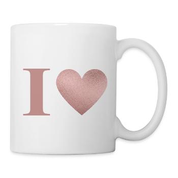 Buchstabe i Herz roségold - Tasse - Weiß - Rechts