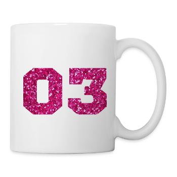 Number 3 Pink Glitter -3rd Anniversary - Mug - white - Right