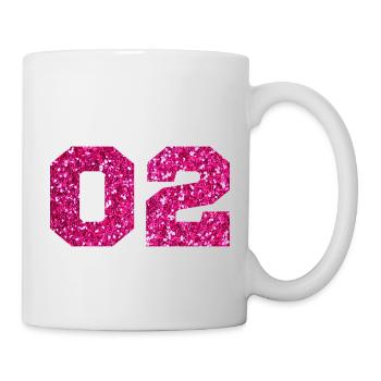 Numéro 2 paillettes rose -2e anniversaire - Mug blanc - blanc - Droite