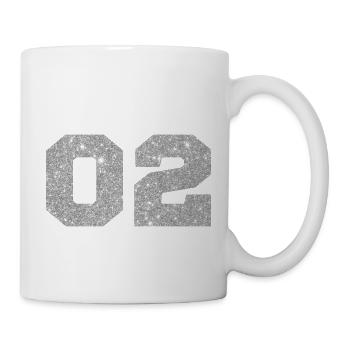 Nummer 2 Silberglitter - 2. Jahrestag - Tasse - Weiß - Rechts