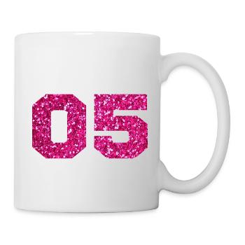 Nummer 5 Pink Glitter - 5. Jahrestag - Tasse - Weiß - Rechts