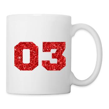 Number 3 Red Glitter -3rd Anniversary - Mug - white - Right