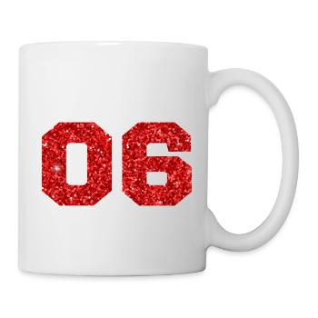 Number 6 Red Glitter - 6th Anniversary - Mug - white - Right