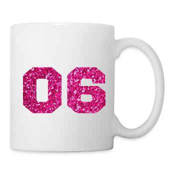 Number 6 Pink Glitter - 6th Anniversary - Mug - white - Right
