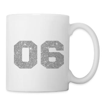 Number 6 Silver Glitter - 6th Anniversary - Mug - white - Right