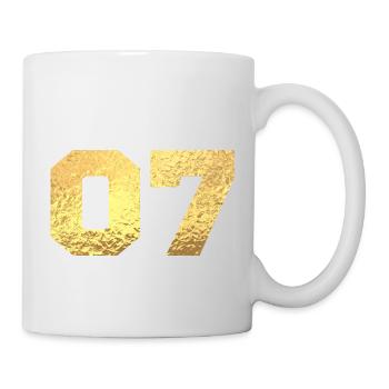 Numéro 7 paillettes doré - 7e anniversaire - Mug blanc - blanc - Droite
