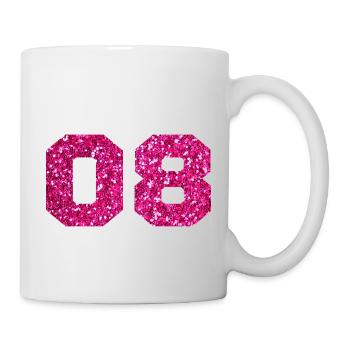 Nummer 8 Pink Glitter - 8. Jahrestag - Tasse - Weiß - Rechts