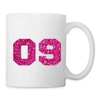 Nummer 9 Pink Glitter - 9. Geburtstag - Tasse - Weiß - Rechts